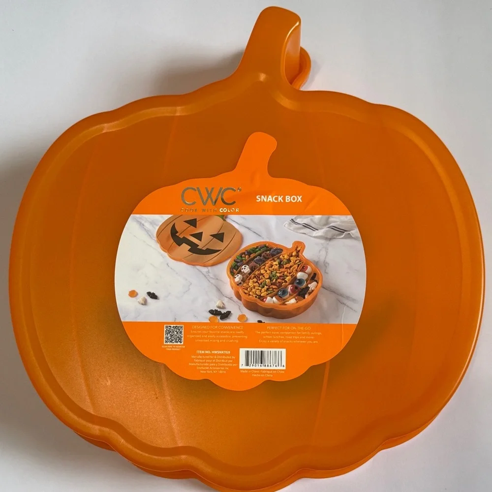 CWC Orange Pumpkin Sectioned Serving Platter - Festive Jack-O'-Lantern